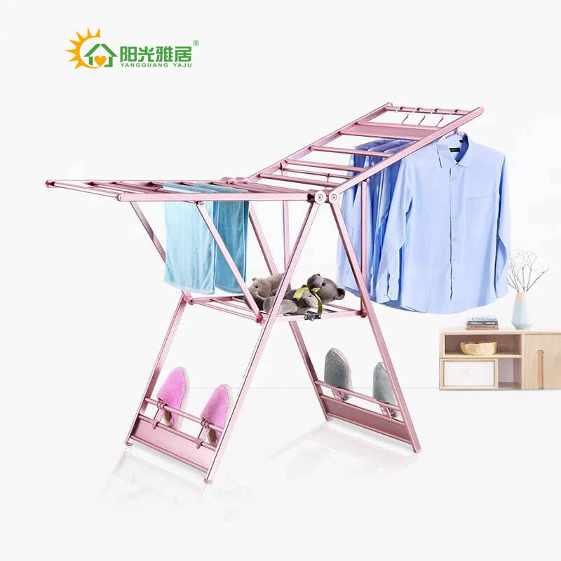 陽光雅居落地晾衣架鋁合金折疊式翼型太空鋁戶外室內(nèi)雙層曬衣架